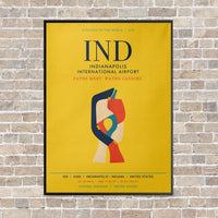 Thumbnail for Indianapolis International Airport IND vertical canvas print - framed - yellow background