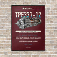 Thumbnail for TPE331-12 vertical canvas print - framed - dark red background
