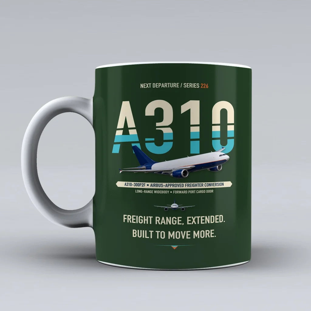 A310-300P2F Mug design on dark green airbus