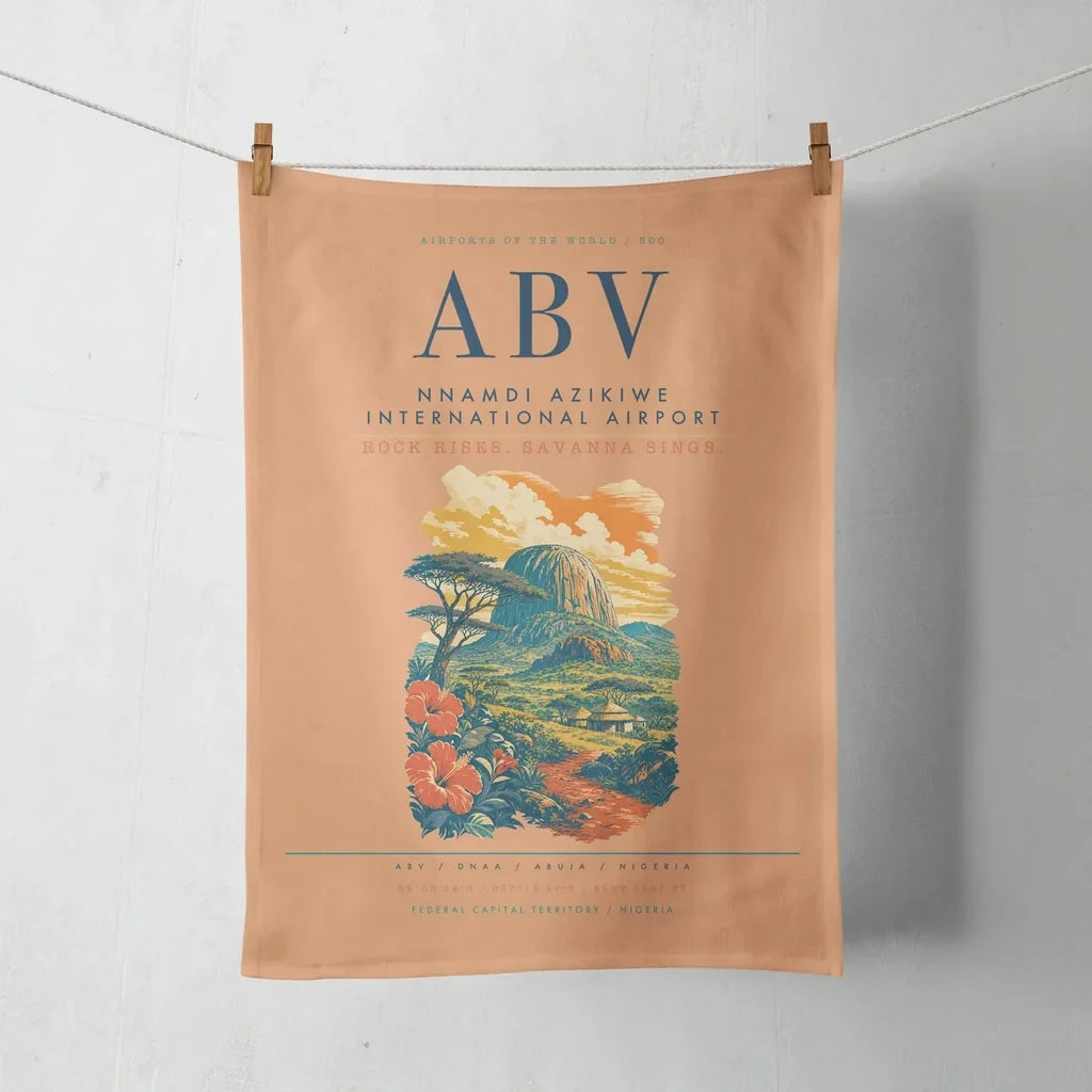 Nnamdi Azikiwe International Airport (ABV) design on orange towel