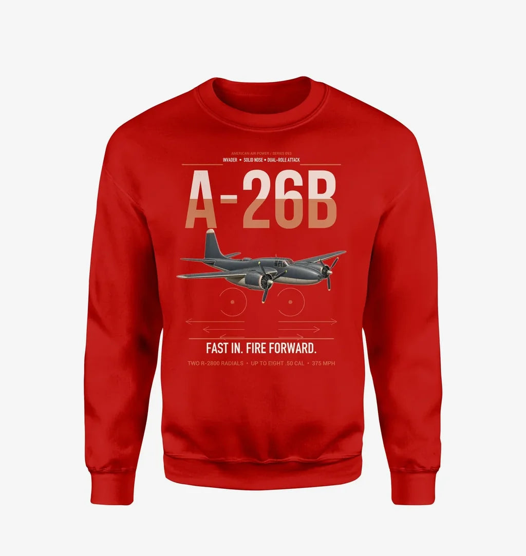 A-26B Invader design on red sweatshirt