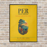 Thumbnail for Perth Airport PER vertical canvas print - framed - yellow background