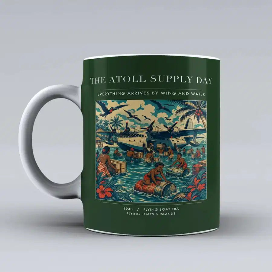 VINTAGE G4189 - The Atoll Supply Day - Ceramic Mug design on darkgreen