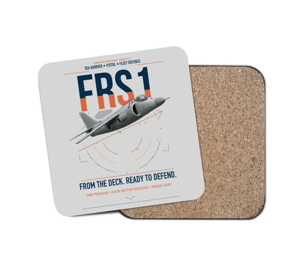 British Aerospace Sea Harrier FRS.1 design on light gray 1 piece coaster