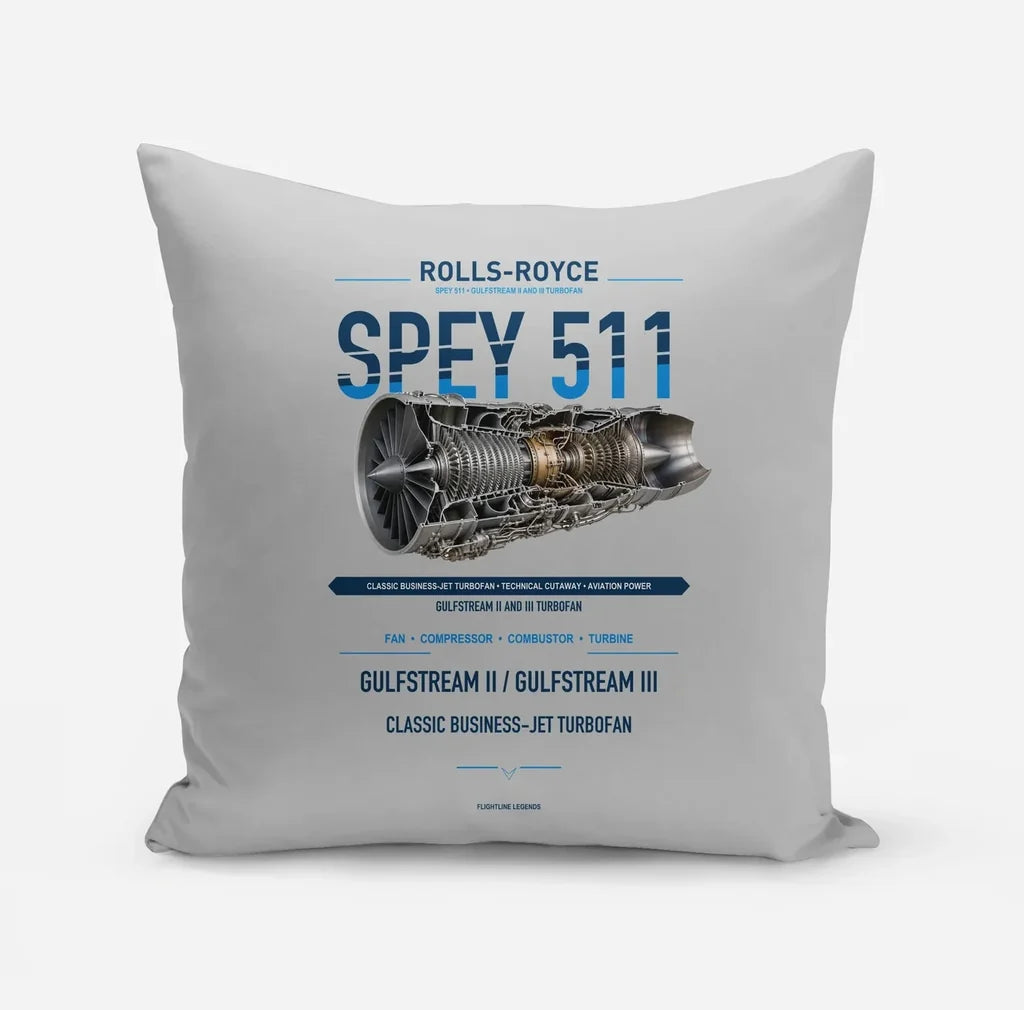 SPEY 511 design on light gray pillow