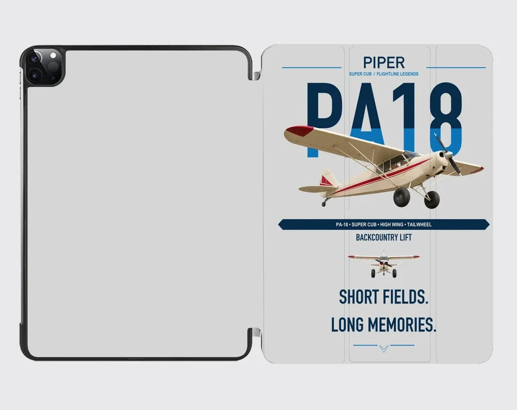 Piper PA-18 Super Cub design on light gray ipad tablet case