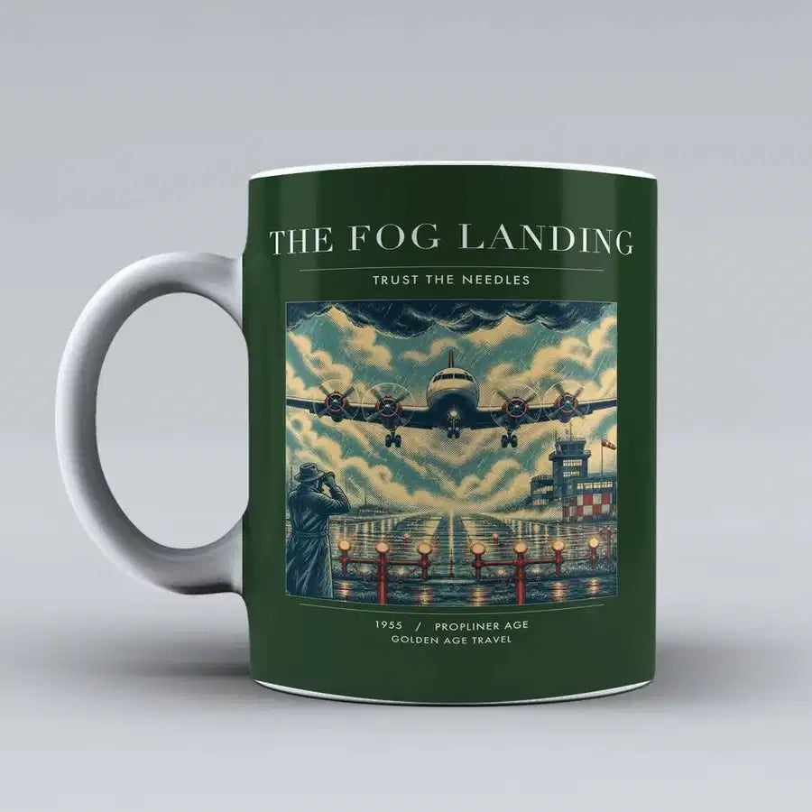 VINTAGE G4095 - The Fog Landing - Ceramic Mug design on darkgreen
