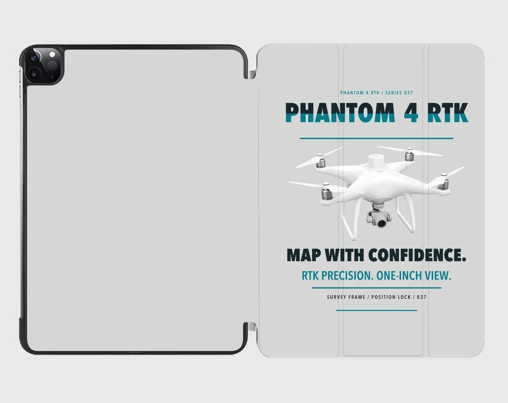 DJI Phantom 4 RTK design on light gray ipad tablet case