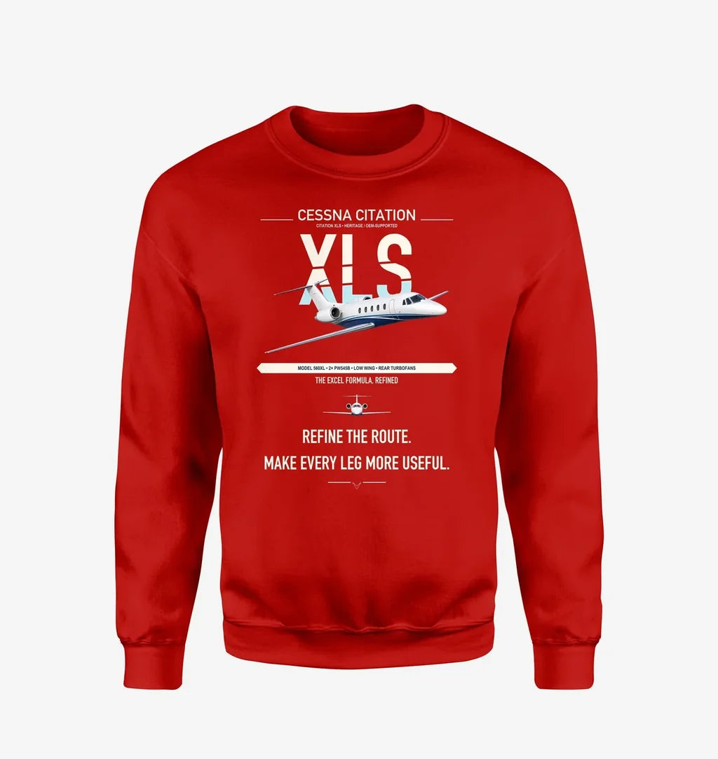 Cessna Citation XLS design on red sweatshirt