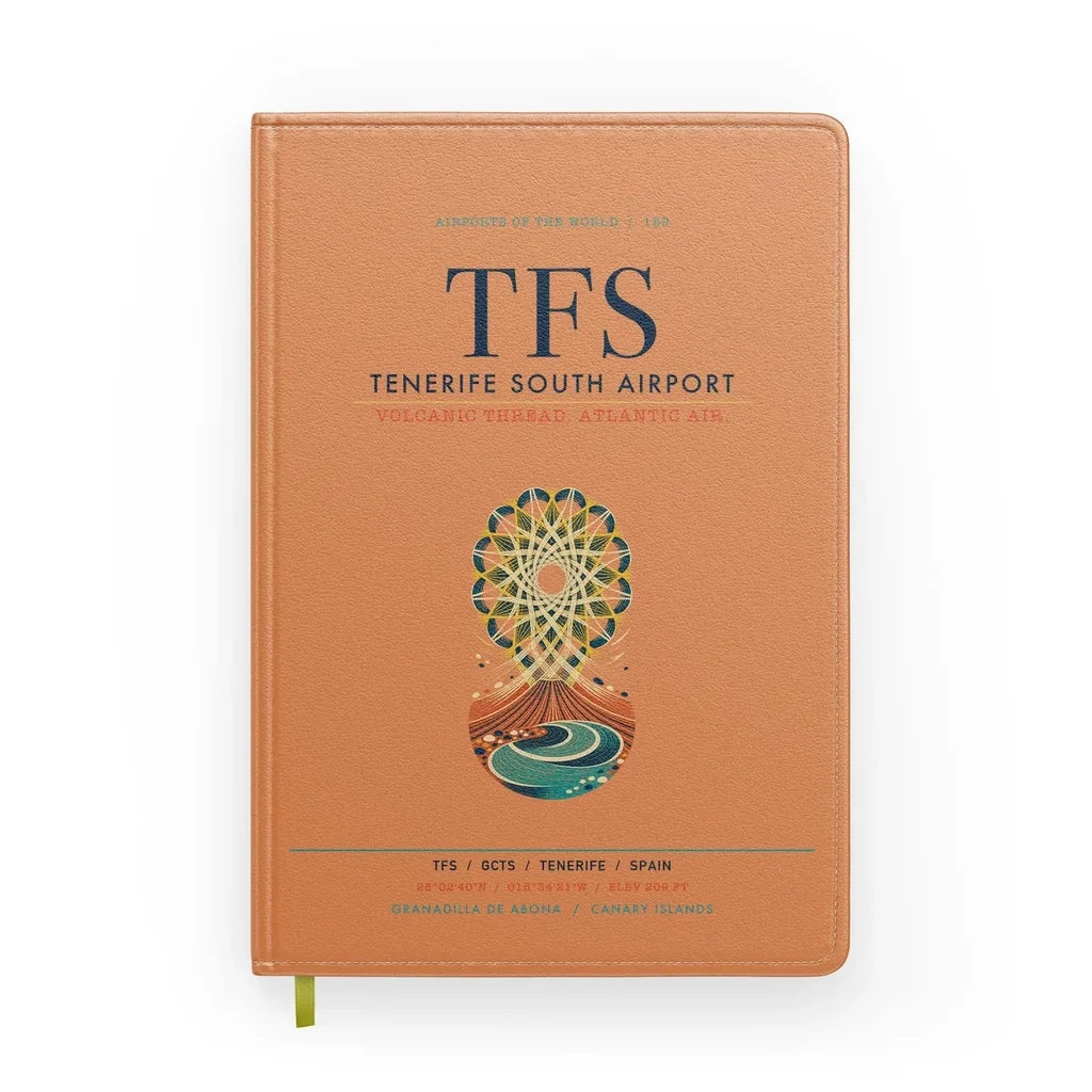 Tenerife South Airport (TFS) design on orange notebook