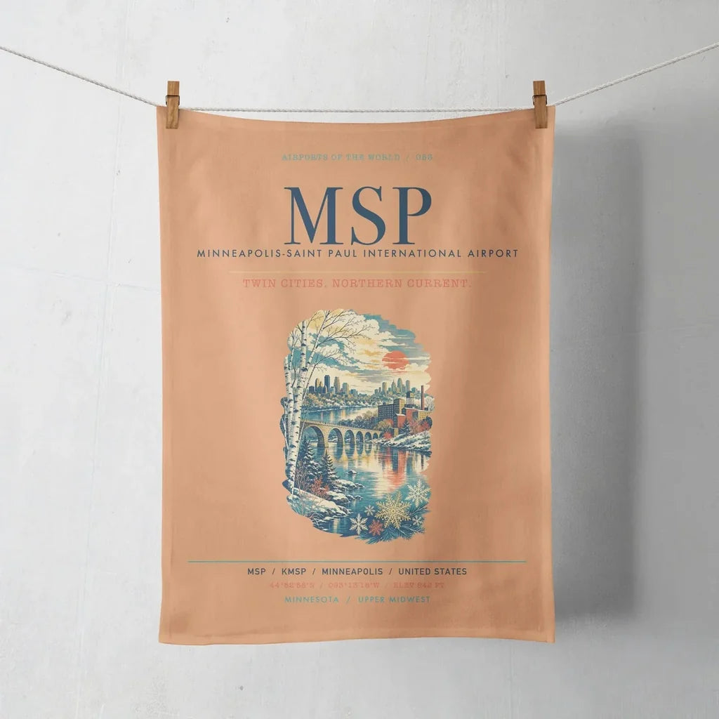 Minneapolis-Saint Paul International Airport (MSP) design on orange towel