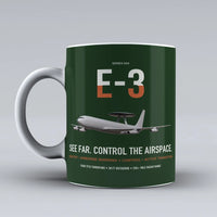 Thumbnail for E-3 Sentry AWACS design on dark green ceramic mug, double-side print