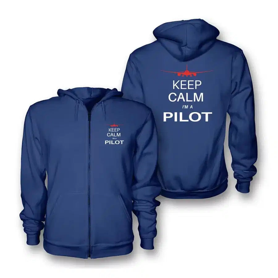 Pilot (777 Silhouette) Zipped Hoodie - Blue