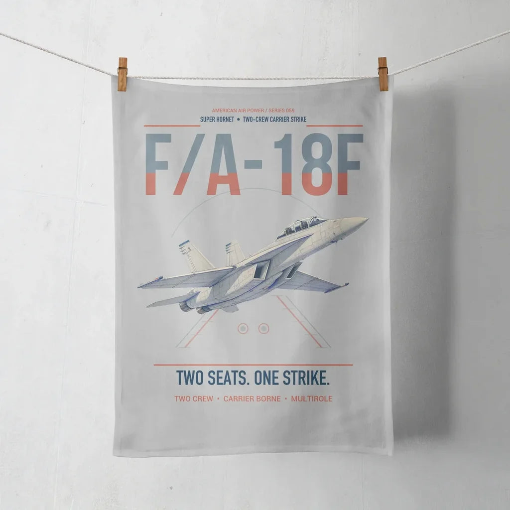F-A-18F Super Hornet design on light gray towel
