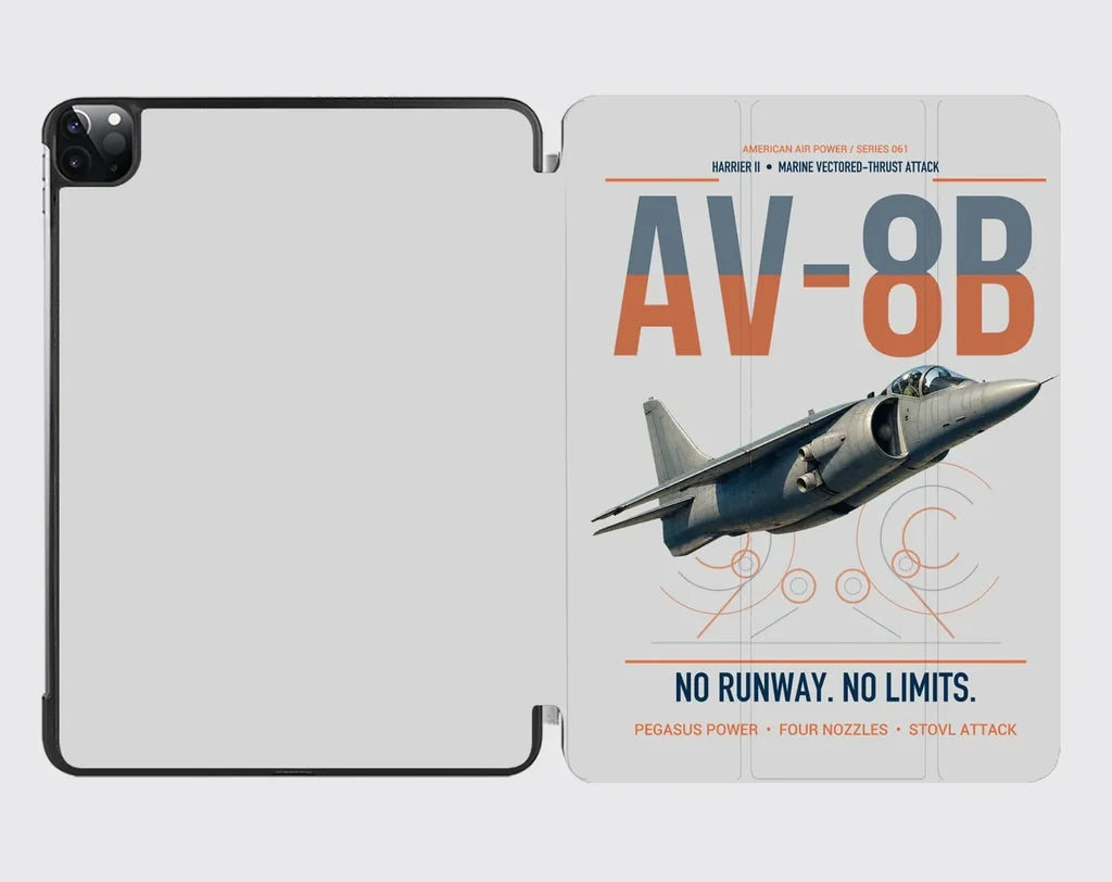 AV-8B Harrier II design on light gray ipad tablet case