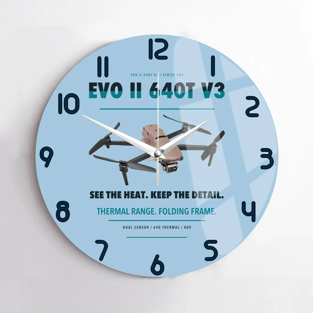 Autel EVO II Dual 640T V3 design on light blue no frame wall clock