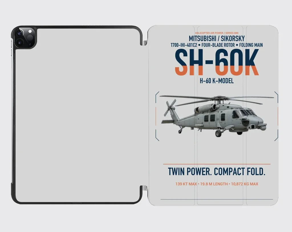 Mitsubishi Sikorsky SH-60K design on light gray ipad tablet case