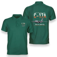 Thumbnail for C-17A Globemaster III design on green double-side polo t-shirt, double-side print