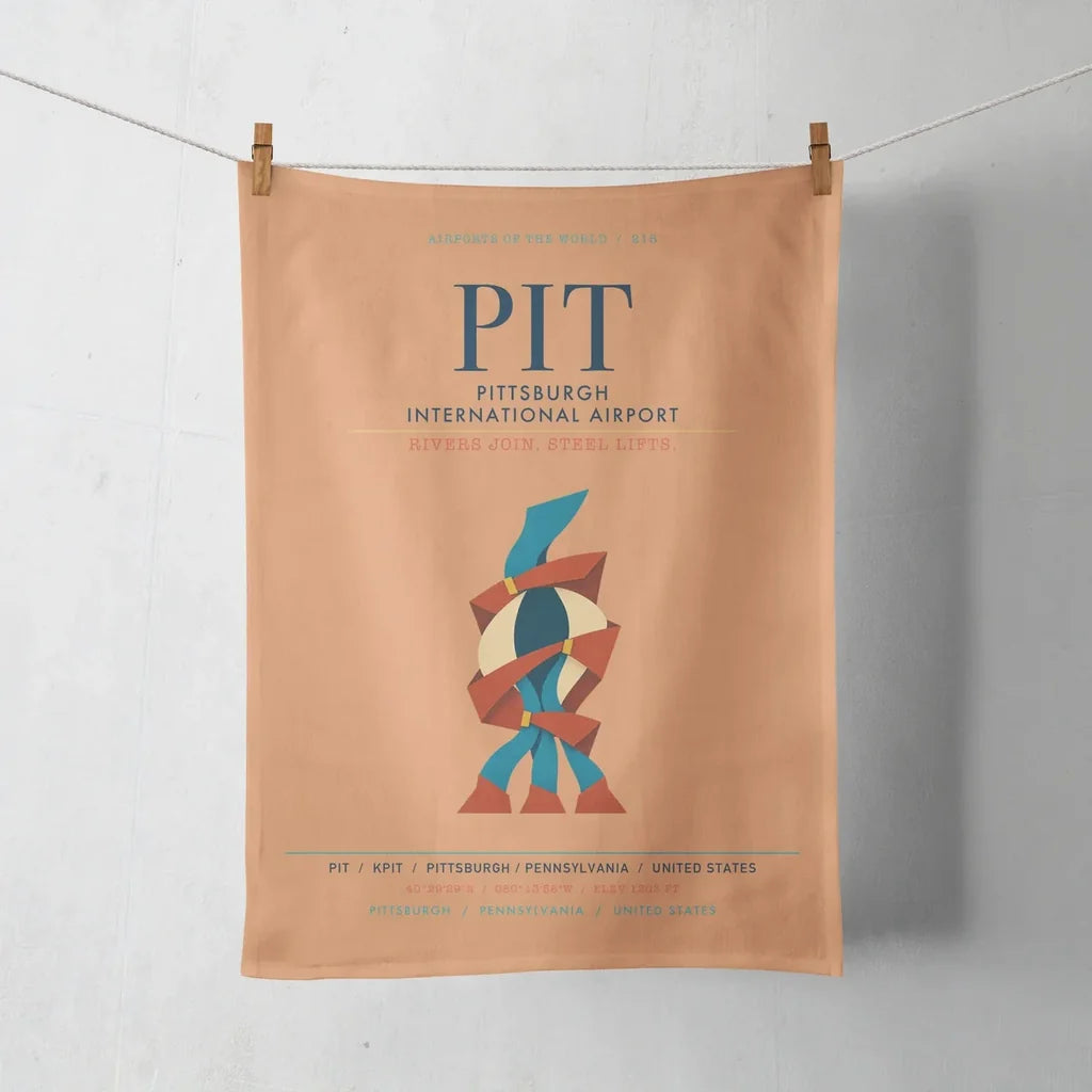 Pittsburgh International Airport (PIT) design on orange towel