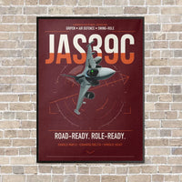 Thumbnail for Saab JAS 39C Gripen vertical canvas print - framed - dark red background