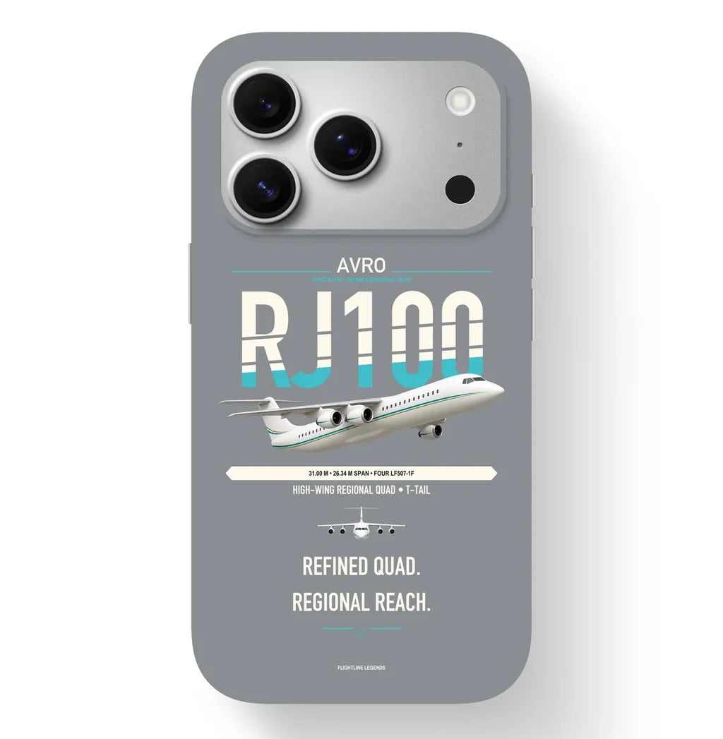 Avro RJ100 design on gray magsafe iphone case, for iPhone 17 Pro