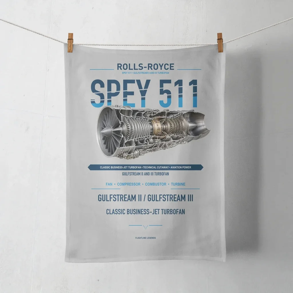 SPEY 511 design on light gray towel