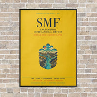 Thumbnail for Sacramento International Airport SMF vertical canvas print - framed - yellow background