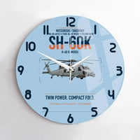 Thumbnail for Mitsubishi Sikorsky SH-60K design on light blue no frame wall clock