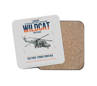 Thumbnail for Leonardo AW159 Wildcat HMA2 design on light gray 1 piece coaster