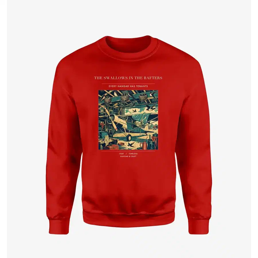 VINTAGE G4269 - The Swallows In The Rafters - Designed Sweatshirts design on red