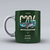 Thumbnail for Cessna 206 Stationair design on dark green ceramic mug, double-side print