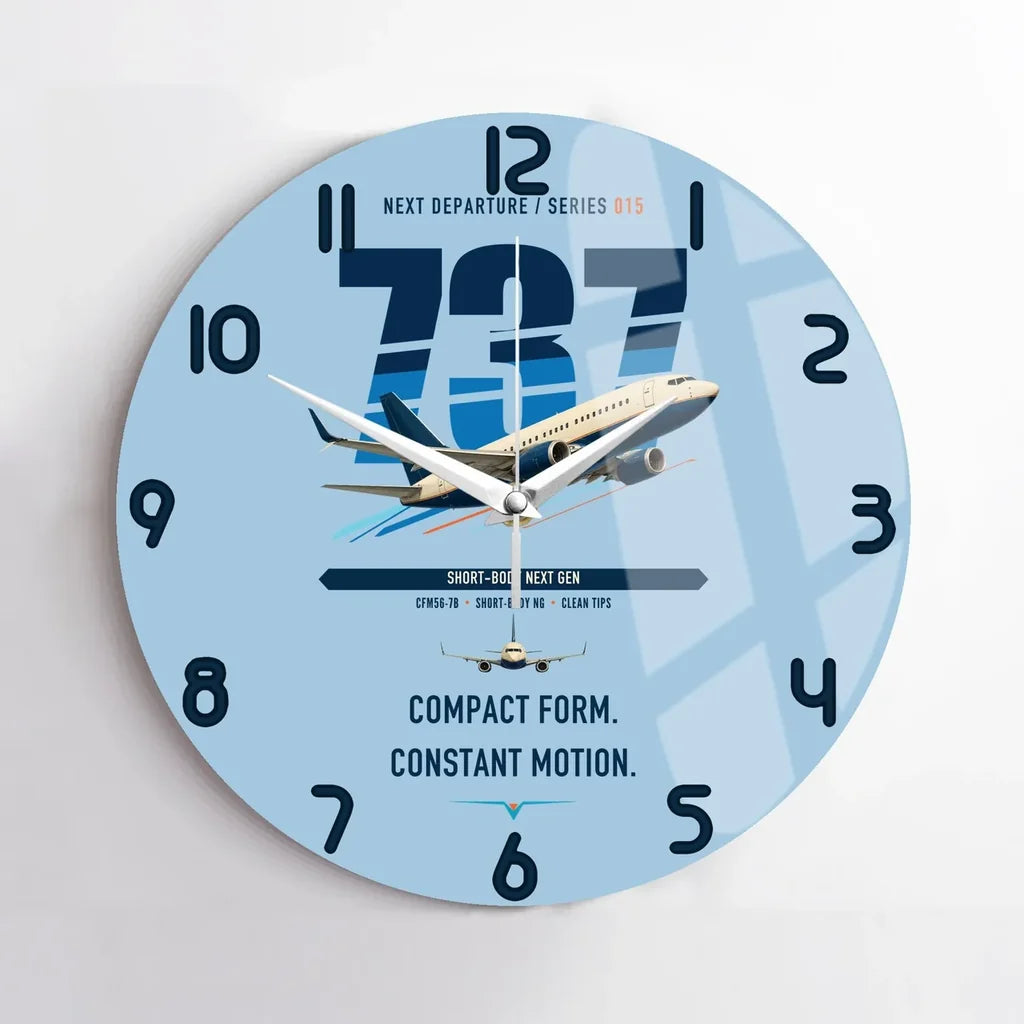 Boeing 737-700 NG design on light blue no frame wall clock