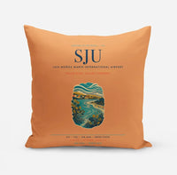 Thumbnail for Luis Muñoz Marín International Airport San Juan (SJU) design on orange pillow