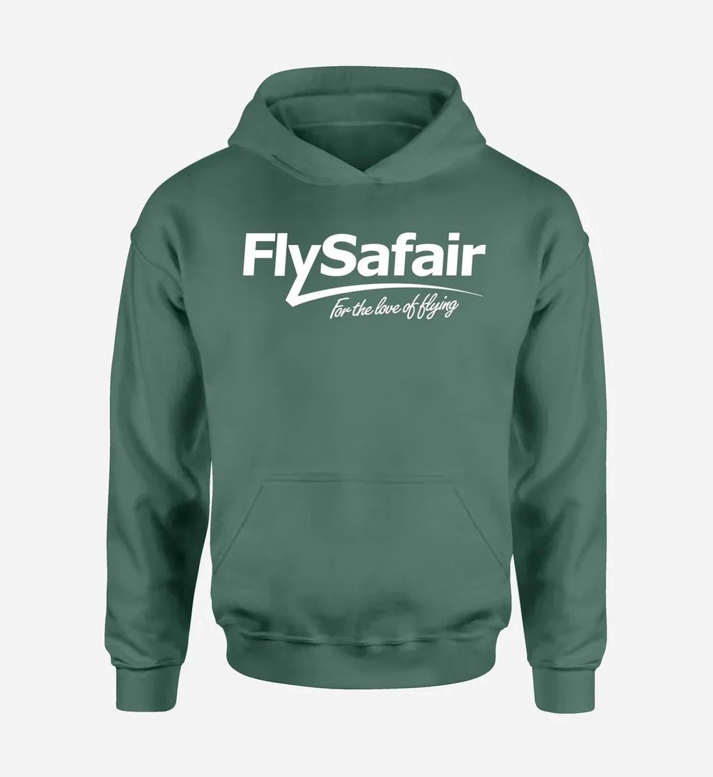 FlySafair logo printed on green hoodie