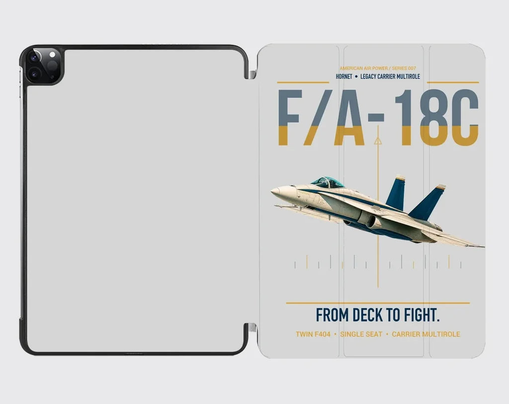 F-A-18C Hornet design on light gray ipad tablet case
