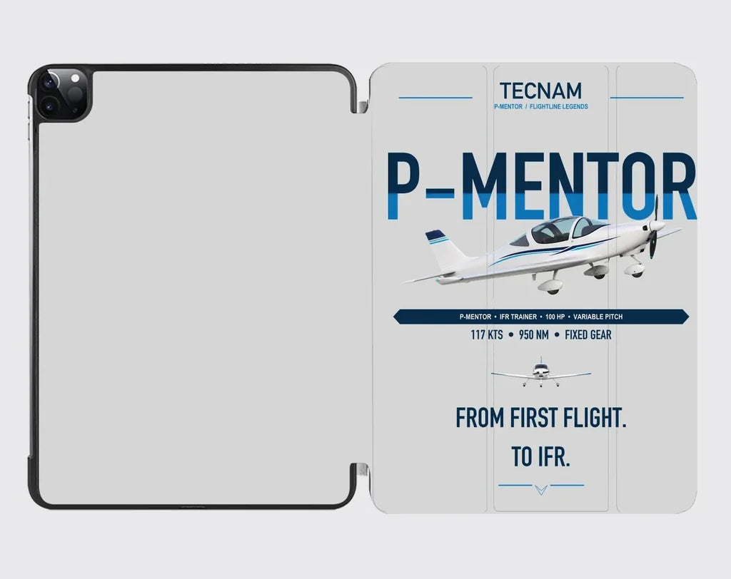 Tecnam P-Mentor design on light gray ipad tablet case