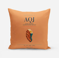 Thumbnail for King Hussein International Airport (AQJ) design on orange pillow