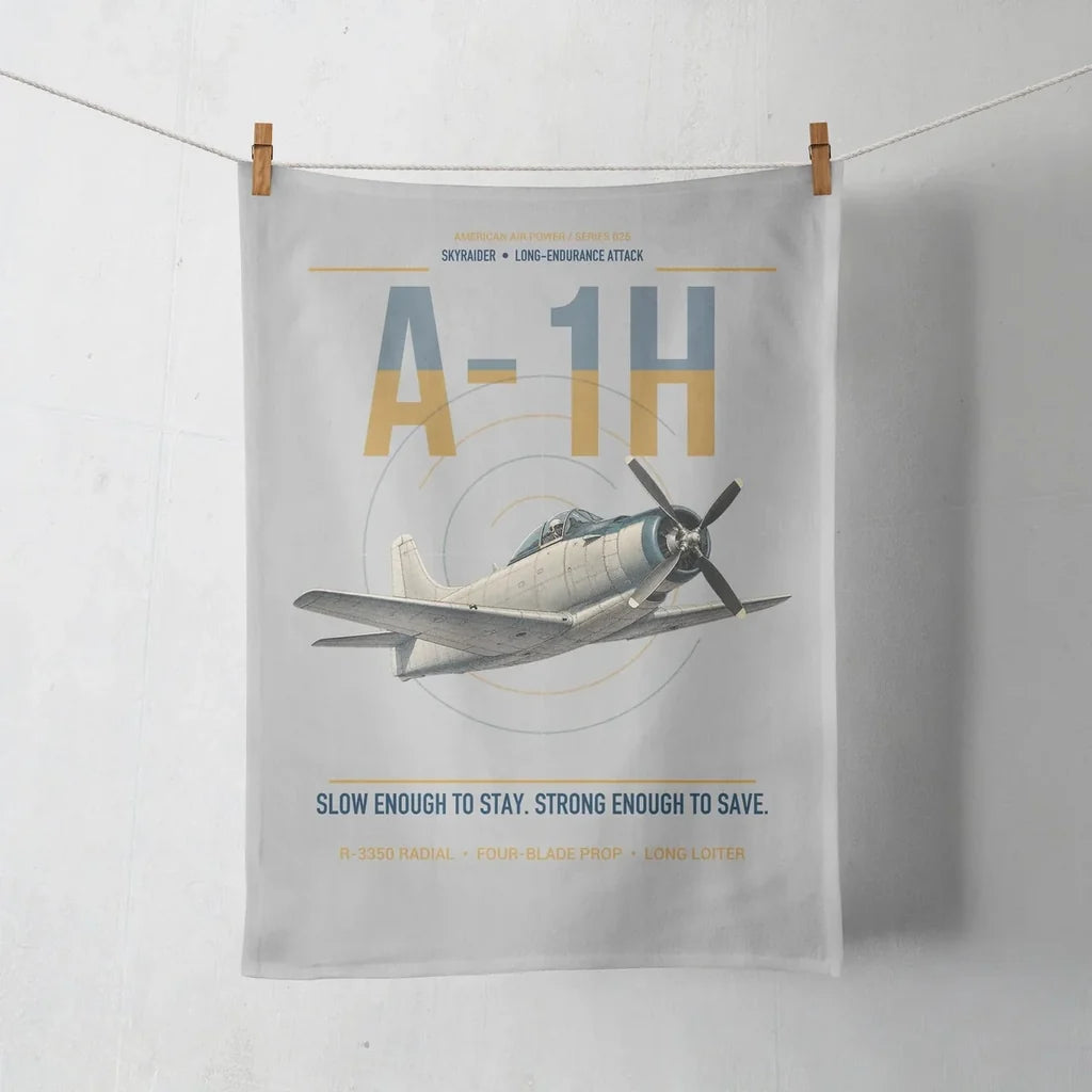 A-1H Skyraider design on light gray towel