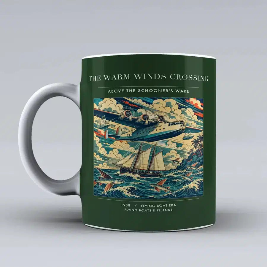 VINTAGE G4067 - The Warm Winds Crossing - Ceramic Mug design on darkgreen
