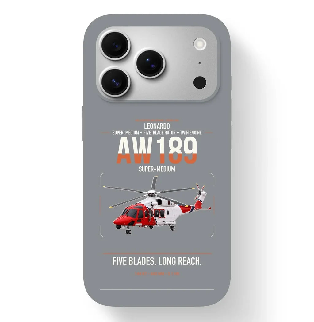 Leonardo AW189 design on gray magsafe iphone case, for iPhone 17 Pro
