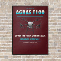 Thumbnail for DJI Agras T100 vertical canvas print - framed - dark red background