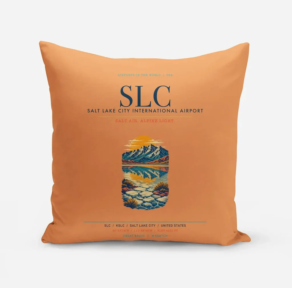Salt Lake City International Airport (SLC) design on orange pillow