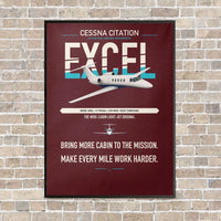 Thumbnail for Cessna Citation Excel vertical canvas print - framed - dark red background