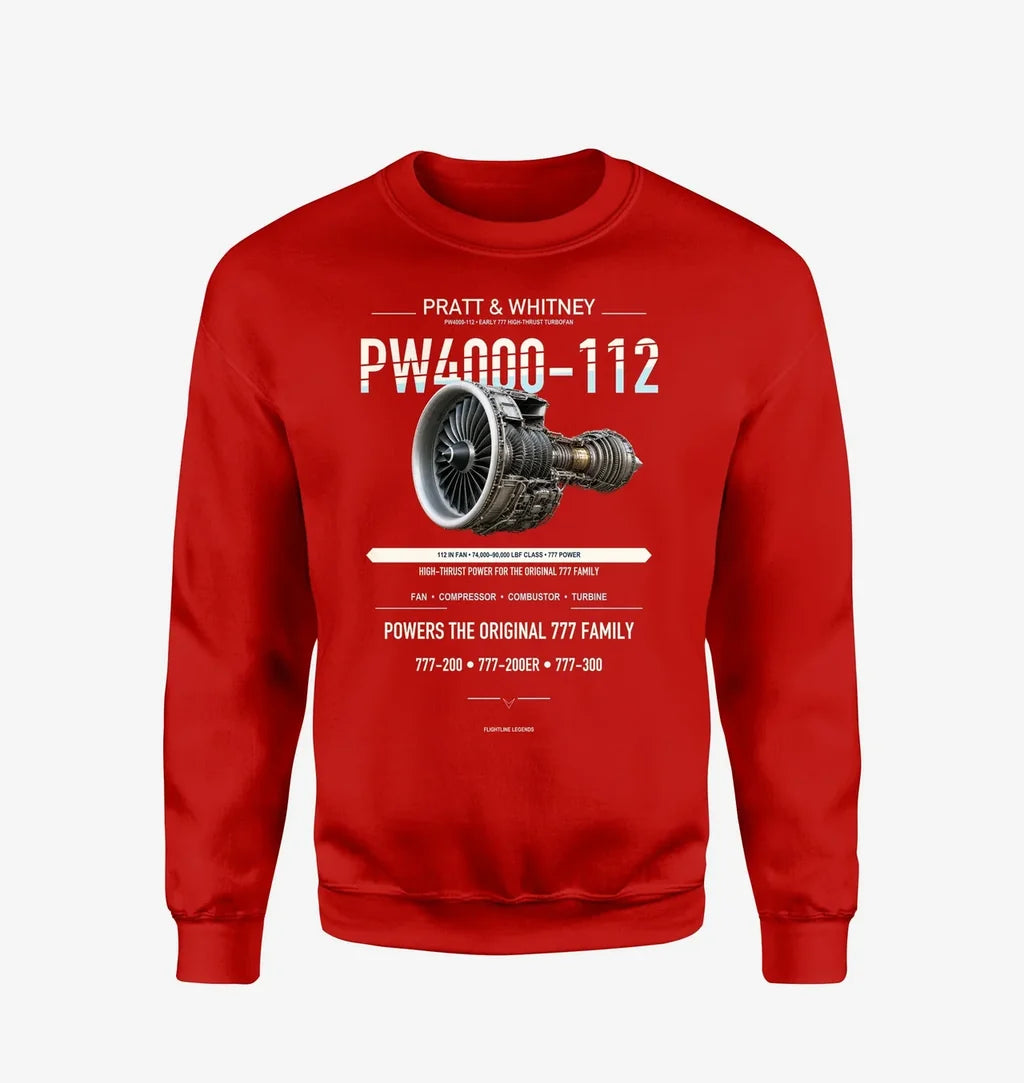 PW4000-112 design on red sweatshirt
