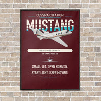 Thumbnail for Cessna Citation Mustang vertical canvas print - framed - dark red background