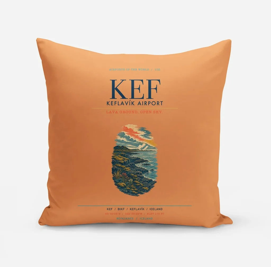 Keflavík Airport (KEF) design on orange pillow