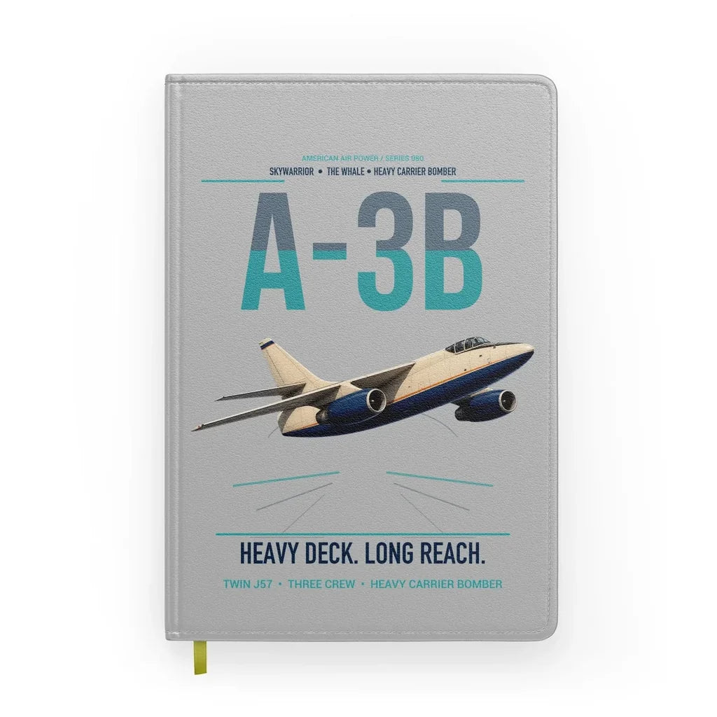 A-3B Skywarrior design on light gray notebook