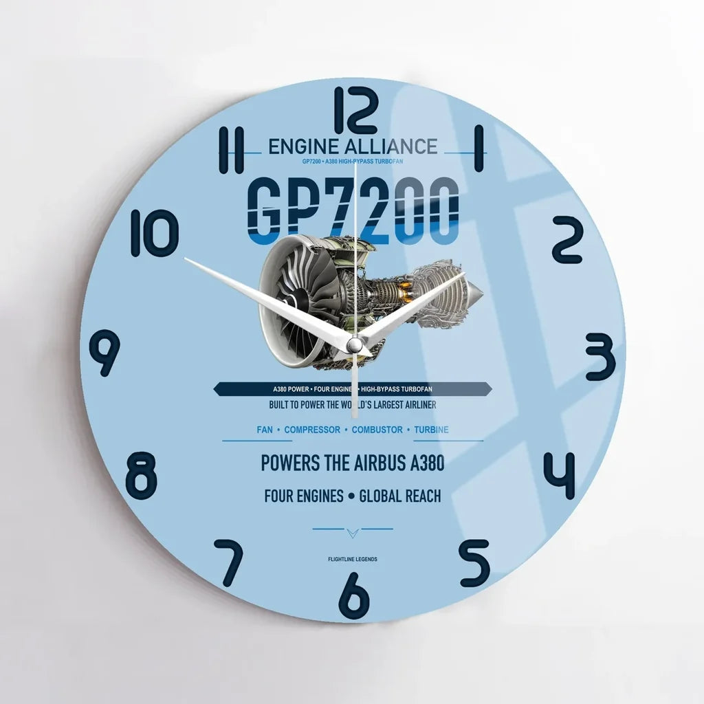 GP7200 design on light blue no frame wall clock