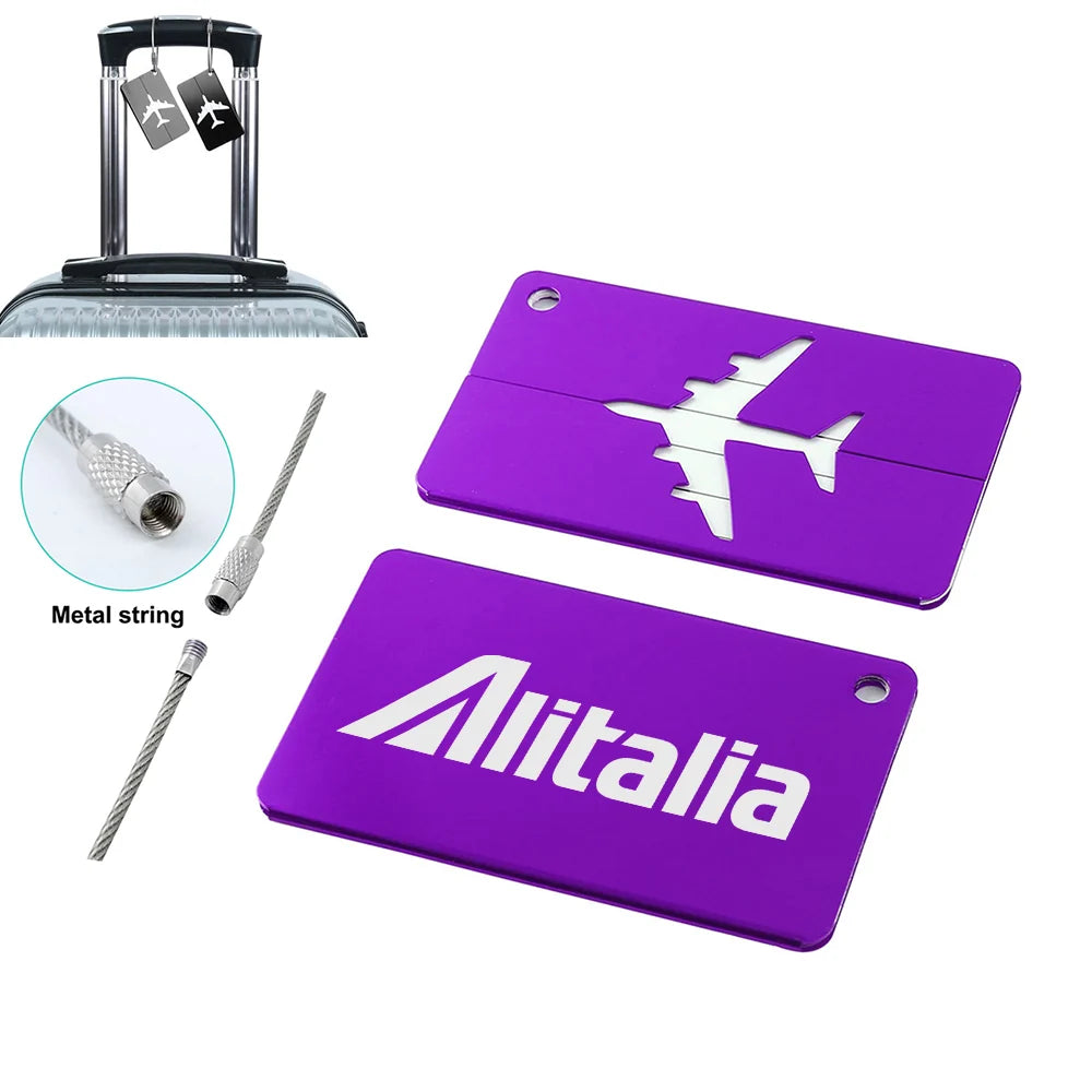 Alitalia Airlines Aluminum Luggage tag in purple