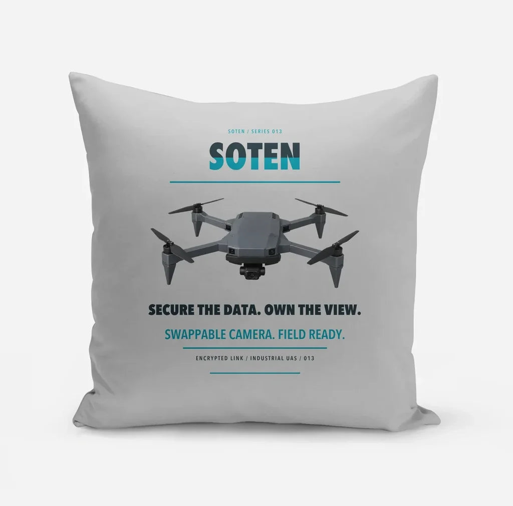 ACSL SOTEN design on light gray pillow